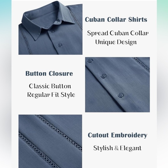 Blue Casual Button Down Shirt with Classic Collar - Picture 2 of 5